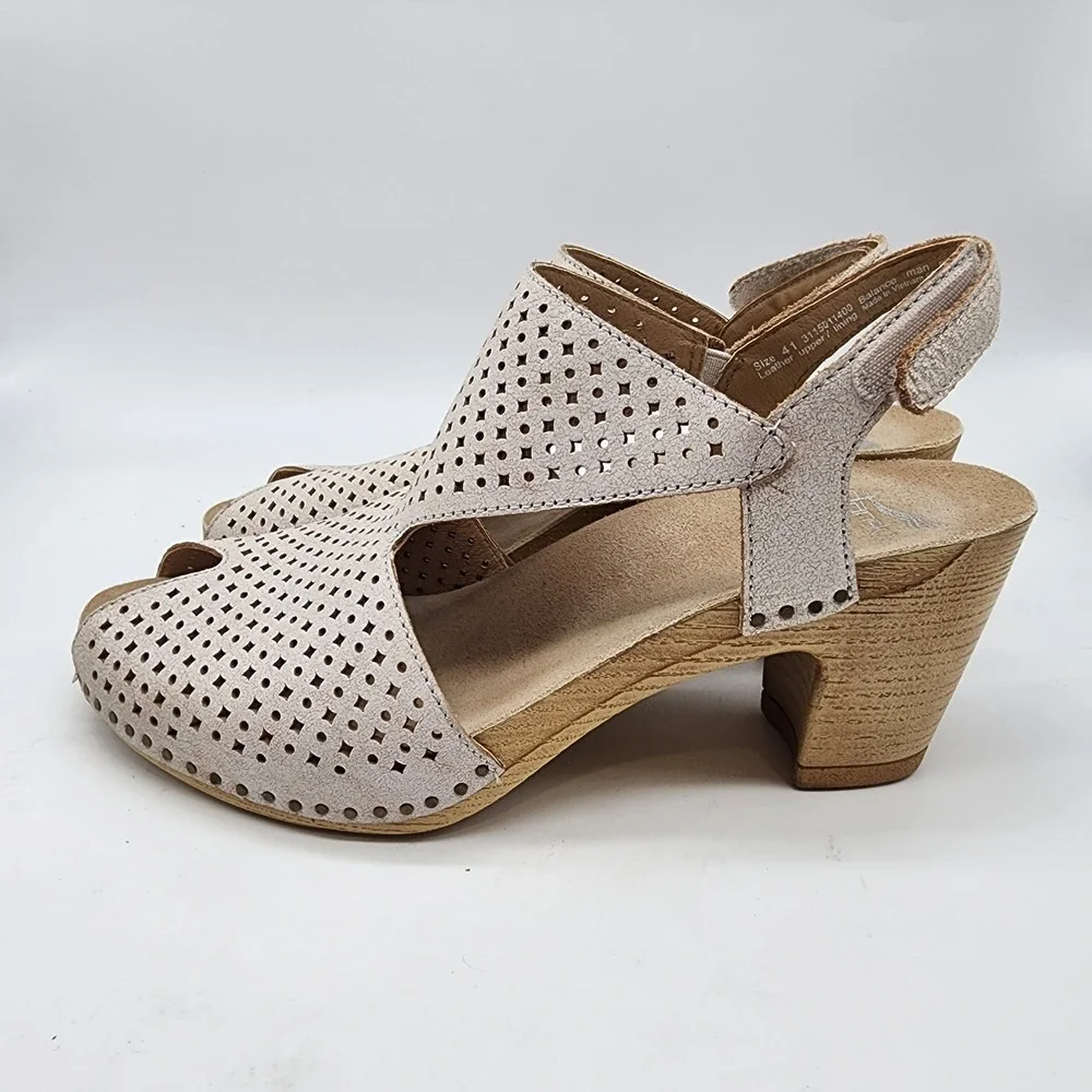 Dansko Teagan Sandals Women's 41 US 10.5-11 Tan Perforated Leather Wedge Clogs